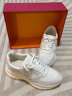 Tory Burch Kick Trainer Sneakers 9.5 White Ivory New without Tags